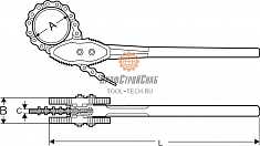Размеры ключа цепного трубного с двойными губками Super-Ego 6"